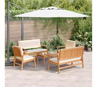 DYRJDJWIDHW Ensemble de Salon de Jardin 5 Pieces en Bois d'Acacia Massif Marron, Canape Banc et Table Basse, Meuble Exterieur Moderne Durable pour Terrasse, Balcon et Jardin