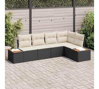 DYRJDJWIDHW Ensemble de Salon de Jardin 5 Places Modulaire en Polyrotin Noir et Crème avec Coussins Amovibles pour Terrasse, Patio, Balcon - Confortable et Résistant aux Intempéries