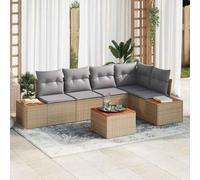 DYRJDJWIDHW Ensemble de Salon de Jardin 6 Pieces Modulaire en Polyrotin Beige Gris, Canape d'Exterieur avec Coussins Amovibles pour Terrasse, Balcon, Patio, Meuble de Jardin Resistant aux Intemperies