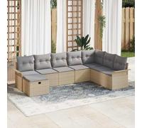 DYRJDJWIDHW Ensemble de Salon de Jardin 8 Places en Polyrotin Modulaire, Canapé d'Extérieur avec Table Réglable et Coussins Confortables, Set Beige Gris pour Terrasse, Jardin, Balcon