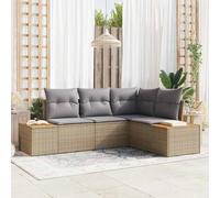 DYRJDJWIDHW Ensemble de Salon de Jardin Modulable 4 Pieces, Canape d'Exterieur en Polyrotin Beige Gris avec Coussins, Configuration Flexible pour Terrasse et Jardin, Design Moderne et Durable