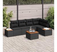 DYRJDJWIDHW Ensemble de Salon de Jardin Modulaire 6 Pièces Noir en Polyrotin avec Coussins, Canapé d'Extérieur pour Terrasse Patio Balcon, Confortable et Résistant aux Intempéries avec Table Basse