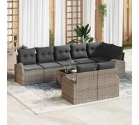 DYRJDJWIDHW Ensemble de Salon de Jardin Modulaire en Polyrotin Gris, Canapé d'angle avec Table Basse, Confortable et Durable pour Terrasse, Balcon, Jardin Extérieur