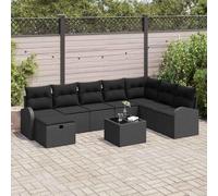 DYRJDJWIDHW Ensemble de Salon de Jardin Modulaire en Polyrotin Noir avec Coussins et Rangement, Canapé d'Extérieur Résistant aux UV pour Terrasse, Patio, Meuble de Jardin Durable et Léger