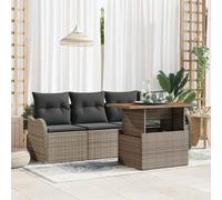 DYRJDJWIDHW Ensemble Salon de Jardin 5 Pieces Gris avec Coussins, Canape d'angle Modulable et Table Basse en Polyrotin Resistant, Parfait pour Terrasse et Jardin