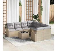 DYRJDJWIDHW Ensemble Salon de Jardin Modulaire 7 Pièces en Polyrotin Résistant aux UV, Canapé d'angle avec Table Basse et Coussins Confortables pour Terrasse, Balcon, Jardin, Couleur Beige