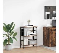 DYRJDJWIDHW Étagère Chêne fumé 60 x 29,5 x 81 cm Bois d'ingénierie Bibliothèque Industrielle Étagère Livres avec Cadre Acier Robust Design Bureau Salon Haute Capacité 2 Niveaux Pieds Réglables