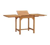 DYRJDJWIDHW Extendable Teak Garden Table 110-160cm Rectangular Outdoor Dining Table for Patio Terrace Weatherproof Solid Teak Wood Furniture with Umbrella Hole Expandable to Seat 6 People
