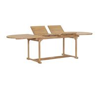 DYRJDJWIDHW Extendable Teak Garden Table 180-280 cm Oval Outdoor Dining Solid Wood Weatherproof for Patio Terrace Expandable with 2 Leaves & Umbrella Hole