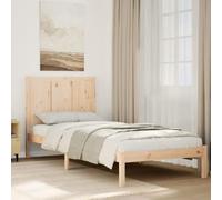 DYRJDJWIDHW Extra Long Bed Frame 100x210 cm Solid Wood Pine Platform Bed with Slats Support, Headboard and Underbed Storage Space, No Mattress Included