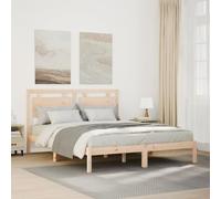 DYRJDJWIDHW Extra Long Bed Frame 140x220 cm Solid Pine Wood Platform Bed with Slatted Base, Headboard and Underbed Storage Space, No Mattress Included