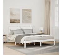 DYRJDJWIDHW Extra Long Bed Frame 140x220 cm Solid Pine Wood Platform with Headboard and Slatted Base for Bedroom Storage Space Under Bed No Mattress Included