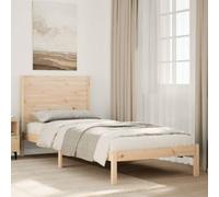 DYRJDJWIDHW Extra Long Bed Frame 90x220 cm Solid Wood Pine Platform Bed with Slats, Headboard and Underbed Storage Space, No Mattress Included, Rustic Bedroom Furniture