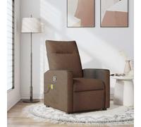 DYRJDJWIDHW Fauteuil Massage inclinable Relaxation Vibrations 6 Points Tissu Marron Confortable Domicile Bureau Détente Repos avec Poche et Télécommande, Cadre Bois Métal Stable