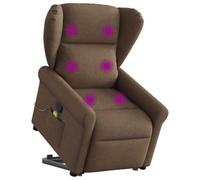 DYRJDJWIDHW Fauteuil Massant Electrique Inclinable avec Fonction Levage pour Personnes Agées et Convalescence, Siège Relax Vibrations 6 Points, Tissu Marron Confortable, Charge Max 110kg