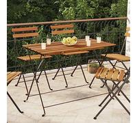 DYRJDJWIDHW Folding Bistro Table 100x54x71cm Solid Acacia Wood & Steel, Outdoor Garden Patio Balcony Furniture, Foldable Dining Table with Stable Frame, Durable & Space Saving Design
