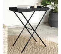 DYRJDJWIDHW Folding Table 65x40x75 cm Black Woven Resin Foldable Top for Indoor Outdoor Use, Lightweight Portable Dining Work Desk with Sturdy Frame, Space Saving Design
