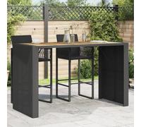 DYRJDJWIDHW Garden Bar Table with Acacia Wood Top and Woven Resin - Outdoor Bistro Table for Patio, Terrace Weather-Resistant, Durable Powder-Coated Steel Frame Easy to Clean 185x80x110 cm - Black