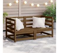 DYRJDJWIDHW Garden Corner Sofa Set 2 Pieces Honey Brown Solid Pine Wood Outdoor Modular Lounge Furniture for Patio Balcony Terrace Relaxing with Family Friends
