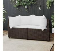 DYRJDJWIDHW Garden Corner Sofa Set 2PCS with Cushions, Brown Wicker Resin Outdoor Sectional Furniture for Patio, Balcony, Backyard, Weatherproof Rattan Design and Comfortable Seating