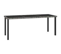 DYRJDJWIDHW Garden Dining Table 180x70x73 cm - Weather-Resistant Woven Resin with Tempered Glass Top Modern Grey Outdoor Patio Furniture for Garden, Terrace, Balcony Easy to Clean & Move