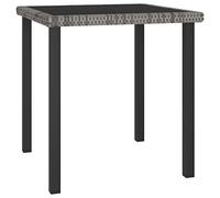 DYRJDJWIDHW Garden Dining Table 70x70x73 cm - Outdoor Patio Furniture with Woven Resin Powder Coated Steel Frame Tempered Glass Top Lightweight Durable for Terrace, Balcony - Easy to Clean (Grey)