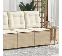 DYRJDJWIDHW Garden Reclining Sofa with Cushions, Beige Wicker Resin Outdoor Furniture Set, Adjustable Backrest, Weather-Resistant Patio Lounge Chair for Balcony Terrace