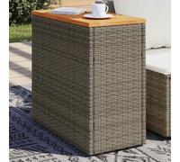 DYRJDJWIDHW Garden Side Table with Acacia Wood Top 58x27.5x55 cm, Outdoor Coffee Table Weather-Resistant Wicker Resin & Powder-Coated Steel Frame, Patio Balcony Furniture Grey Brown
