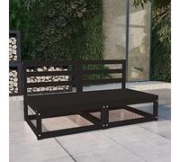 DYRJDJWIDHW Garden Sofa Set 2 Seater, Solid Pine Wood Outdoor Patio Furniture, Black Modular Lounge Chair for Balcony Terrace, Weather-Resistant, Easy Assembly