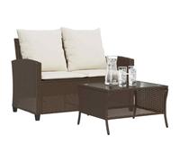 DYRJDJWIDHW Garden Sofa Set 2 Seater with Coffee Table and Cushions, Brown Wicker Resin Outdoor Furniture, Weather-Resistant Patio Lounge Set for Garden, Terrace, Balcony