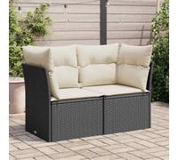 DYRJDJWIDHW Garden Sofa Set 2 Seater with Cushions, Black Wicker Rattan Outdoor Patio Furniture for Balcony Terrace, All Weather Resin Wicker Lounge Conversation Set, Easy Assembly