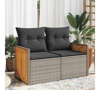 DYRJDJWIDHW Garden Sofa Set 2 Seater with Cushions, Grey Wicker Resin Outdoor Furniture, Waterproof Storage, Modular Patio Lounge Seating for Balcony Terrace