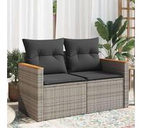 DYRJDJWIDHW Garden Sofa Set 2 Seater with Cushions, Grey Wicker Resin Outdoor Furniture, Waterproof Storage, Modular Patio Lounge for Terrace, Balcony, Backyard