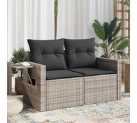 DYRJDJWIDHW Garden Sofa Set 2 Seater with Cushions, Grey Wicker Resin Outdoor Patio Furniture, Waterproof Storage & Side Table, Weatherproof Lounge for Terrace Balcony