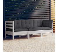 DYRJDJWIDHW Garden Sofa Set 3 Seater Outdoor Patio Furniture with Anthracite Cushions, Solid Pine Wood Modular Corner Sectional for Balcony Terrace Lounge Relax