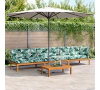 DYRJDJWIDHW Garden Sofa Set with Cushions 4PCS, Solid Acacia Wood Outdoor Furniture Modular Patio Lounge Set with Coffee Table for Garden Terrace Balcony, Durable Waterproof Cushions Included