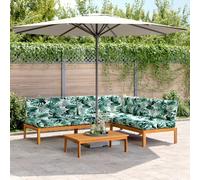 DYRJDJWIDHW Garden Sofa Set with Cushions 4PCS, Solid Acacia Wood Outdoor Furniture Modular Patio Lounge Seating Set with Coffee Table for Backyard Terrace