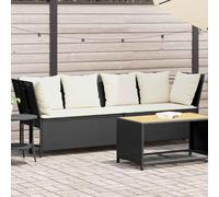DYRJDJWIDHW Garden Sofa Set with Cushions, Black Wicker Rattan Outdoor Patio Furniture, Modular Sectional Lounge Seating for Balcony Terrace, Weather Resistant Resin & Powder Coated Steel Frame