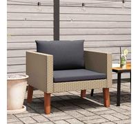 DYRJDJWIDHW Garden Sofa Single Seater with Cushions, All-Weather Woven Resin Outdoor Loveseat, Beige Patio Furniture for Balcony Terrace, Durable Powder-Coated Steel Frame, Easy to Clean and Move