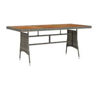 DYRJDJWIDHW Garden Table 160x70x72 cm Grey Outdoor Dining Table with Woven Resin and Acacia Wood Top, Rustic Patio Furniture for Terrace, Balcony, Backyard, Weatherproof & Durable Steel Frame