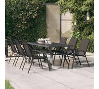 DYRJDJWIDHW Garden Table 180x80x70 cm Outdoor Dining Set with Tempered Glass Top and Steel Frame, Modern Grey & Black Patio Furniture for Terrace, Balcony