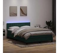 DYRJDJWIDHW Green Velvet Bed Frame with Mattress 140x210cm, Adjustable Headboard, LED Lights, Pocket Spring System for Superior Support and Comfortable Sleep