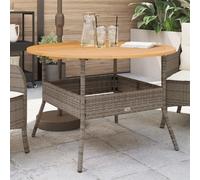 DYRJDJWIDHW Grey Acacia Wood Top Outdoor Garden Table with Woven Resin Frame - Durable Weatherproof Patio Dining Set for Terrace, Backyard - Easy Clean Powder Coated Steel Base (110x71cm)