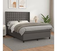 DYRJDJWIDHW Grey Similicuir Bed Frame with Mattress 140x200 cm, Adjustable Headboard, Pocket Spring System, Medium Firm Support for Back and Stomach Sleepers, Modern Bedroom Furniture