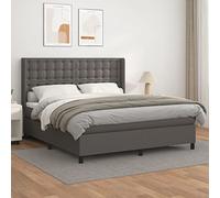 DYRJDJWIDHW Grey Similicuir Bed Frame with Mattress 180x200 cm, Adjustable Headboard, Pocket Spring System, Medium Firm Support for Back and Stomach Sleepers
