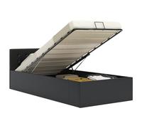 DYRJDJWIDHW Hydraulic Storage Bed Frame 90x200 cm Modern Black Faux Leather Platform Bed with Gas Lift Mechanism for Bedroom Space Saving Design