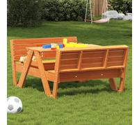 DYRJDJWIDHW Kids Picnic Table Brown Wax Solid Pine Wood Outdoor Childrens Play Table for Garden Park School Durable Sturdy with Slatted Seats Ages 2-8 Max 110kg per Seat