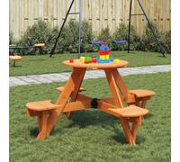DYRJDJWIDHW Kids Picnic Table for 4 with Umbrella Hole, Outdoor Childrens Wooden Dining Set, Sturdy Fir Wood Patio Garden Furniture for Toddlers Ages 3+, Easy Assembly 120x57cm