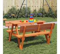 DYRJDJWIDHW Kids Picnic Table for 4 with Umbrella Hole, Solid Pine Wood Outdoor Childrens Play Table and Benches Set, Sturdy W-Shaped Design for Garden Patio Backyard, Max Load 200kg, Ages 3+