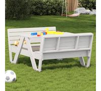 DYRJDJWIDHW Kids Picnic Table White Solid Pine Wood Outdoor Childrens Play Table for Garden Park School Durable Sturdy Bench Set with Slatted Seats for Ages 2-8